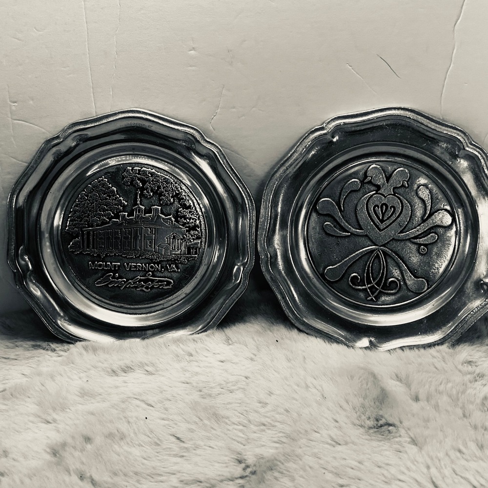 Wilton Pewter Mount Vernon VA Decorative Plate Collectible Metal Art‎